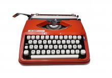 Machine à écrire Japy Baby cursive rouge corail révisée ruban neuf