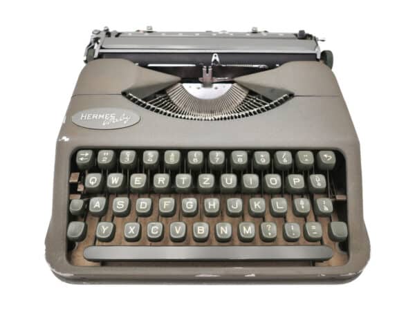 Machine à écrire Hermes Baby grise vintage révisée ruban neuf