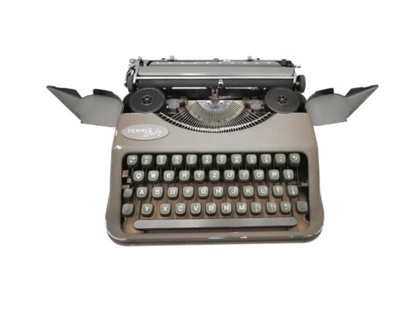 Machine à écrire Hermes Baby grise vintage révisée ruban neuf