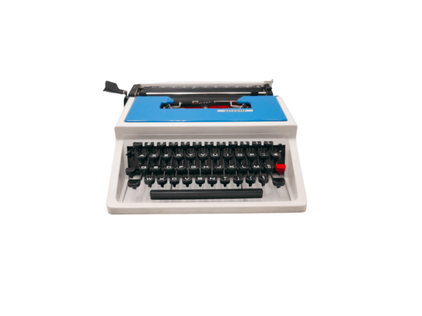 Machine à écrire Olivetti Lettera 31 bleue et blanche Révisée ruban neuf