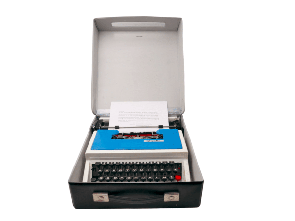 Machine à écrire Olivetti Lettera 31 bleue et blanche Révisée ruban neuf