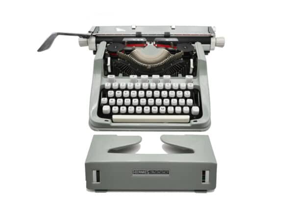 Machine à écrire Hermes 3000 cursive verte tilleul évisée ruban neuf