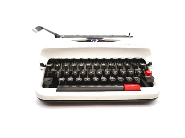 Machine à écrire Hermes Baby S Blanche révisée ruban neuf 1974