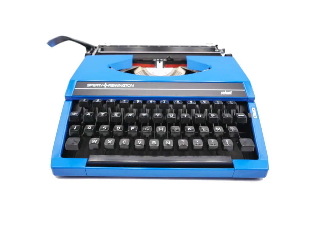 Machine à écrire Sperry Remington Select Bleu profond révisée ruban neuf #iconic
