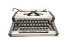 Machine à écrire Olympia AEG Dactymétal grise révisée ruban neuf