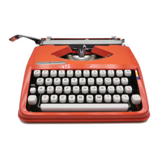 Machine à écrire Hermes Baby rouge corail révisée ruban neuf
