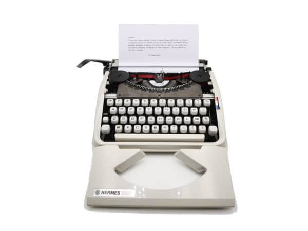 Machine à écrire Hermes Baby Beige Cursive révisée ruban neuf