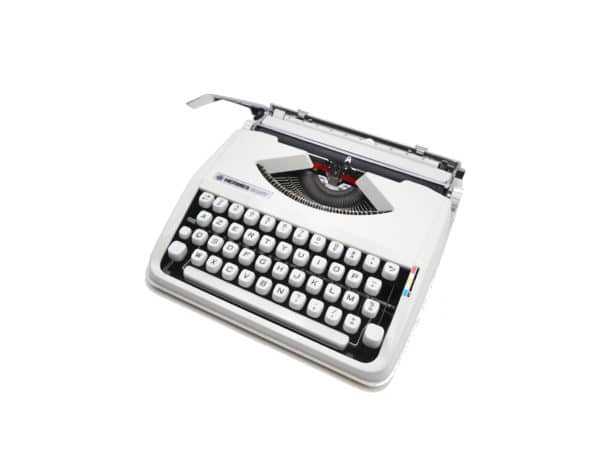 Machine à écrire Hermes Baby blanche Cursive révisée ruban neuf