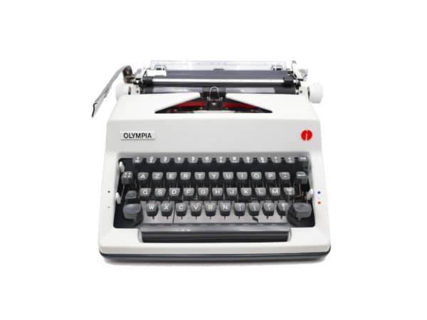 Machine à écrire Olympia SM9 Blanche et grise révisée ruban neuf