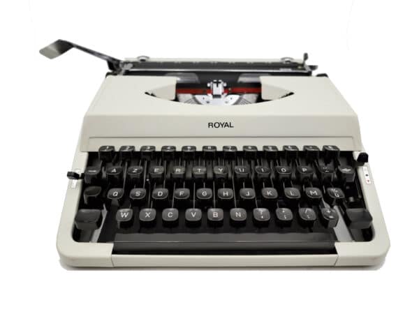 Machine à écrire Vintage blanche révisée ruban neuf Royal 202