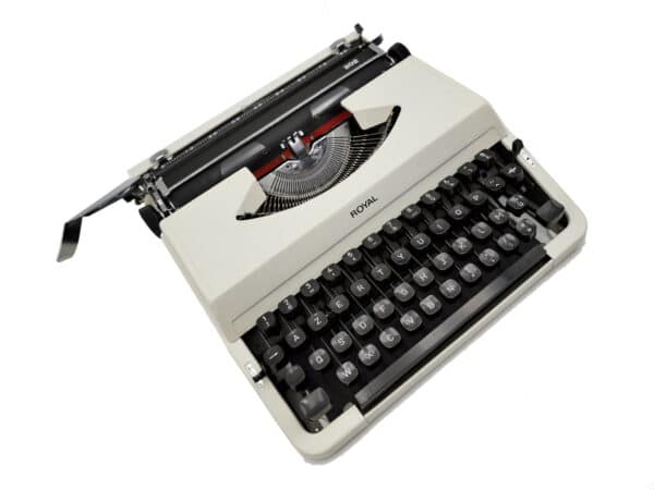 Machine à écrire Vintage blanche révisée ruban neuf Royal 202