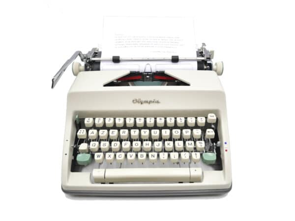 Machine à écrire Olympia SM9 Beige et grise révisée ruban neuf
