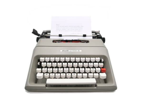#Exclu : machine à écrire Olivetti lettera 35 L grise révisée ruban neuf