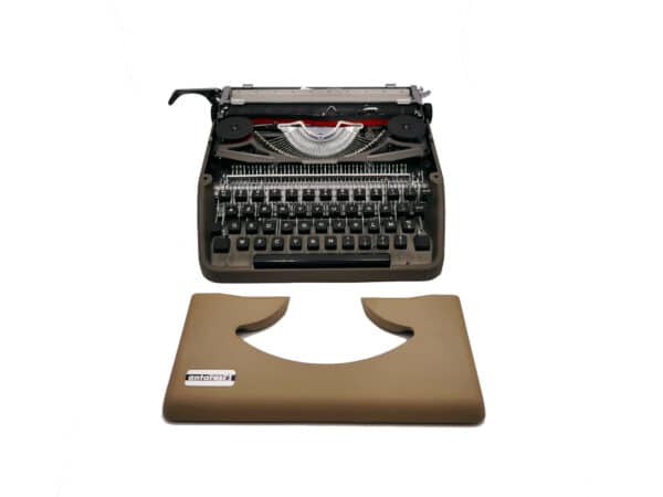 Machine à écrire vintage révisée ruban neuf Antares Compact taupe et bleue