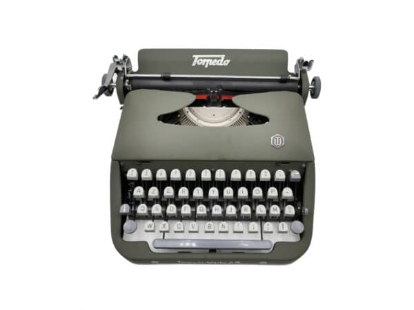 Machine à écrire Torpedo 20 verte vintage révisée ruban neuf