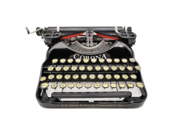 Machine à écrire Corona 4 noire révisée ruban neuf USA 1926