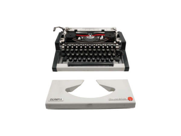 Machine à écrire Olympia Traveller de Luxe blanche et noire
